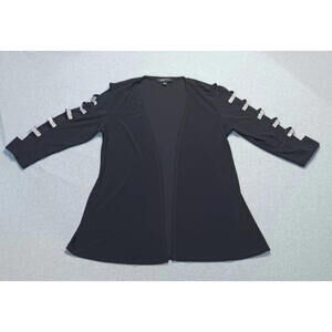 S. Levine Dress Cardigan Womens Size Small Black Slit Sleeves With Jewels Fancy